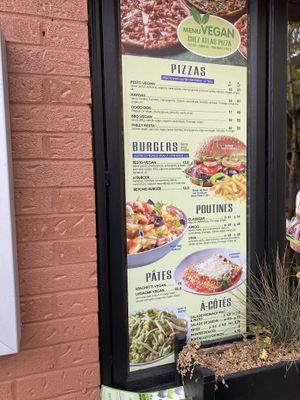 Full vegan menu   at Atlas Pizza in Montreal