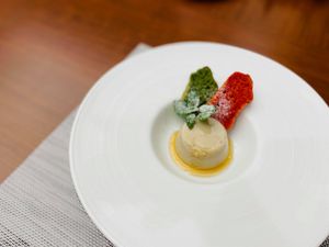 Dessert reminded me my homeland Russia: it was made from the red beet. at Ryokan Ayunosato in Hitoyoshi