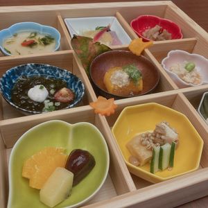Beautiful plant based menu at Ryokan Ayunosato in Hitoyoshi