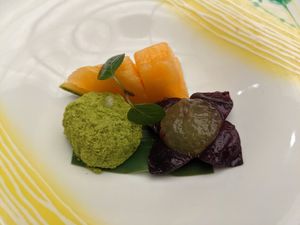 Light desert with incredibly sweet fruit and mochi at Ryokan Ayunosato in Hitoyoshi