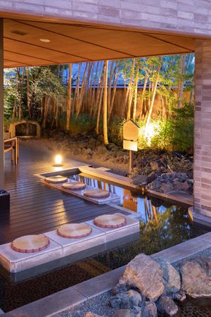Hot spring foot bath at Ryokan Ayunosato in Hitoyoshi