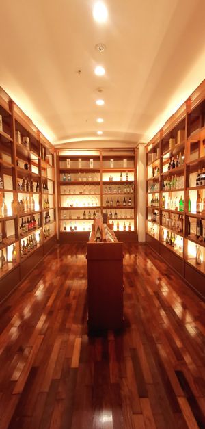 Underground cellar with an extensive collection of wine and Shochu liquor. at Ryokan Ayunosato in Hitoyoshi