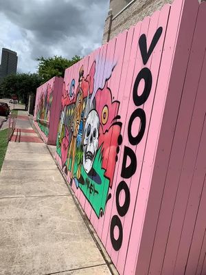 Outside fence at Voodoo Doughnut - Washington Ave in Houston