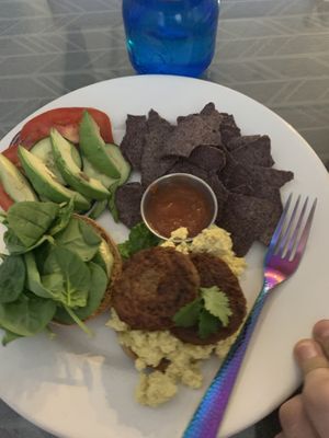 unassembled breaky sammy added sausage. delish!! also yummy salsa at Morning Glory Cafe in Flagstaff