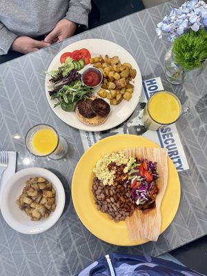Breakfast tamale and breakfast sandwich  at Morning Glory Cafe in Flagstaff