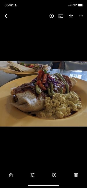 with tofu scramble on the side   at Morning Glory Cafe in Flagstaff