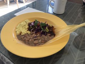 Blue tamale plate - delish  #Veganuary at Morning Glory Cafe in Flagstaff