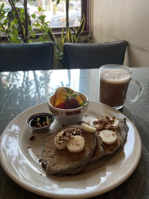 Banana pecan blue corn pancakes  at Morning Glory Cafe in Flagstaff