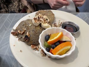 Blue corn pancakes   at Morning Glory Cafe in Flagstaff