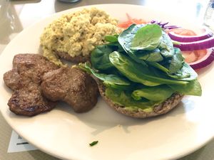 Vegan breakfast sandwich (side A) at Morning Glory Cafe in Flagstaff
