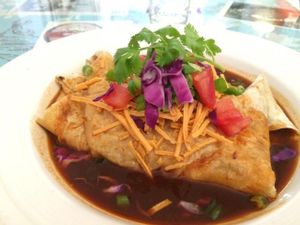 Veggie Burrito with vegan cheese & guacamole. at Morning Glory Cafe in Flagstaff