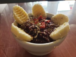 I think it was called "pelote" blue corn porridge- so delicious! at Morning Glory Cafe in Flagstaff