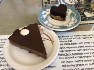 Cheesecake and a Reese’s cup  at Morning Glory Cafe in Flagstaff