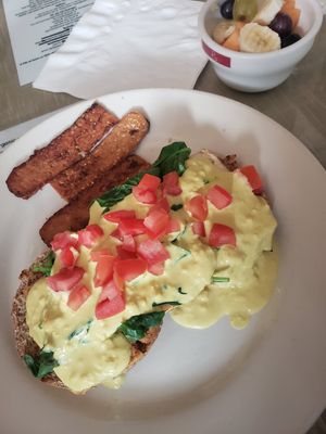 Vegan 'benny' and tempah at Morning Glory Cafe in Flagstaff