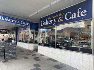 Shop front at Sandy Bay Bakery & Cafe in Sandy Bay