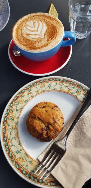 Chai Latte with oat milk and a vegan cookie😊 at Kafi Freud in Zurich