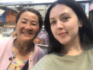 Very friendly lady at Banh Mi Chay Co Hoa in Da Lat