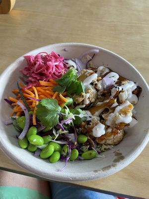 Cauliflower teriyaki bowl  at Super Bowl NZ in Kerikeri
