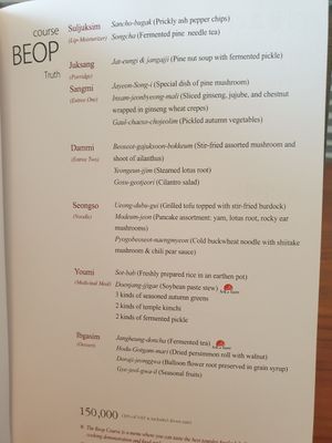 menu at Balwoo Gongyang - 발우공양 in Seoul