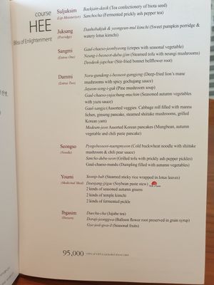 menu at Balwoo Gongyang - 발우공양 in Seoul
