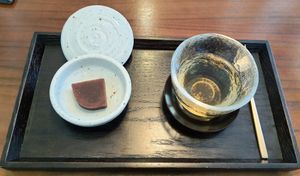 Course SEON (August 2022) - 4th course: red bean jelly and herb tea at Balwoo Gongyang - 발우공양 in Seoul