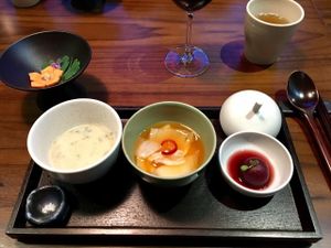 First two items of the Maeum Course at Balwoo Gongyang - 발우공양 in Seoul