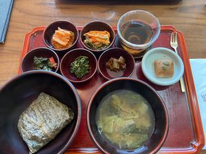 Main course and dessertt  at Balwoo Gongyang - 발우공양 in Seoul