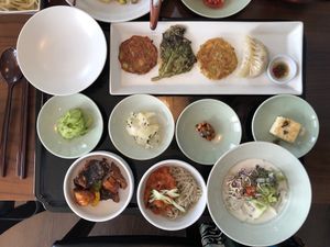The set meal comes with a variety of banchan  at Balwoo Gongyang - 발우공양 in Seoul