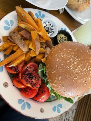 Smoked tofu burger  at Mother Vegan Bistro in Athens