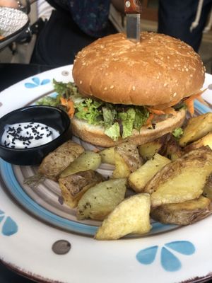 Jackfruit burger  at Mother Vegan Bistro in Athens