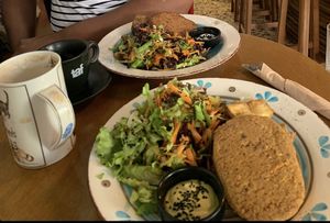 Burgers with no bun   at Mother Vegan Bistro in Athens