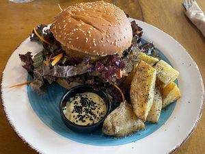Mama smoked tofu burger, €9.50  at Mother Vegan Bistro in Athens