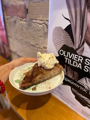 Apple pie with ice cream  at Mother Vegan Bistro in Athens