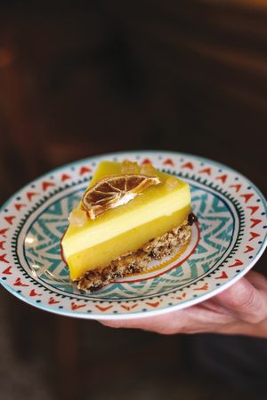 Organic gluten-free tart orange and coconut! at Mother Vegan Bistro in Athens