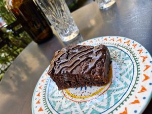 Chocolate cake at Mother Vegan Bistro in Athens