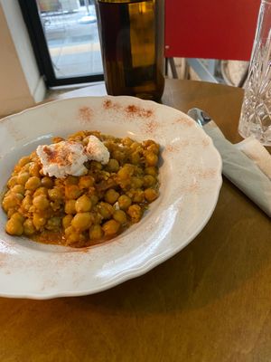 Chickpeas and almond cheese at Mother Vegan Bistro in Athens