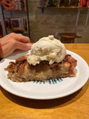 Mότher's apple pie served with vanilla Madagascar ice cream! at Mother Vegan Bistro in Athens