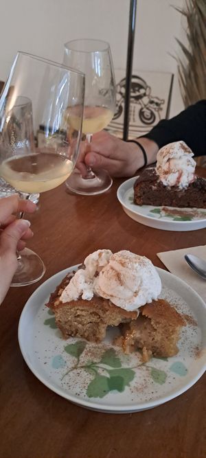 The sweets: apple pie and chocolate pie at Mother Vegan Bistro in Athens