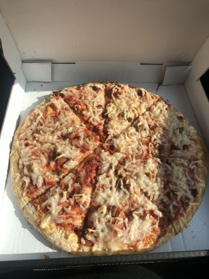 Vegan meat lovers at Cruzer Pizza in Los Angeles