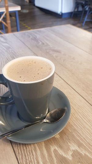 Hot chocolate made with oat milk at The Roade House in Roade