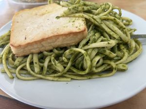 Tallarines verdes con tofu en lugar de milanesa  at Vida Sana - Jesus Maria in Lima
