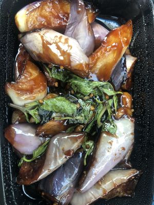 eggplant with basil 😋  at Dumpling Depot in Sunnyvale
