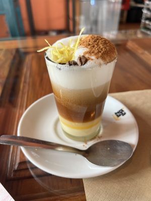 Vegan Barraquito (traditional coffee from here)  at Camu Camu in La Palma