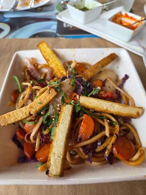 Noodles with vegetables, soy sauce and tofu at Camu Camu in La Palma