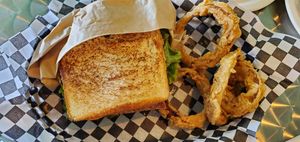 BLT and Onion Rings at Blissful Burgers in San Antonio