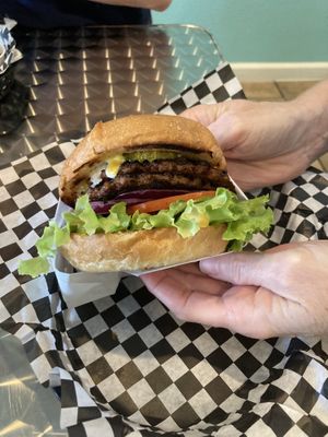 The Classic, added roasted mushrooms and took off the cheese  at Blissful Burgers in San Antonio