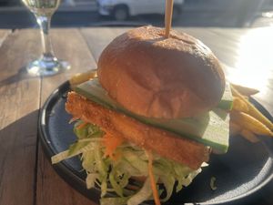 Crispy tofu burger   at The Mayfair   in Sandy Bay