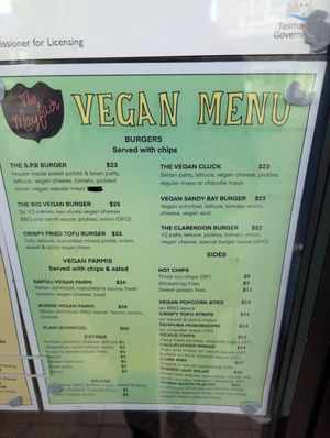 Menu at The Mayfair   in Sandy Bay