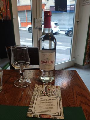 Bottled water at La Bonne Heure in Paris
