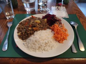 Dish with Lentils at La Bonne Heure in Paris